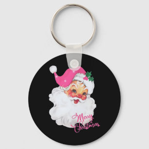 Fun Vintag Pink Santa Claus Pink Weihnachtsdesign Schlüsselanhänger