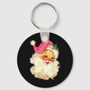 Fun Vintag Pink Santa Claus Pink Weihnachtsdesign Schlüsselanhänger