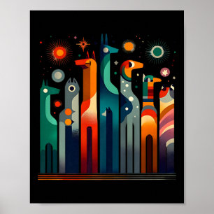 Fun Vintag Retro Mitte des Jahrhunderts Long Neck  Poster