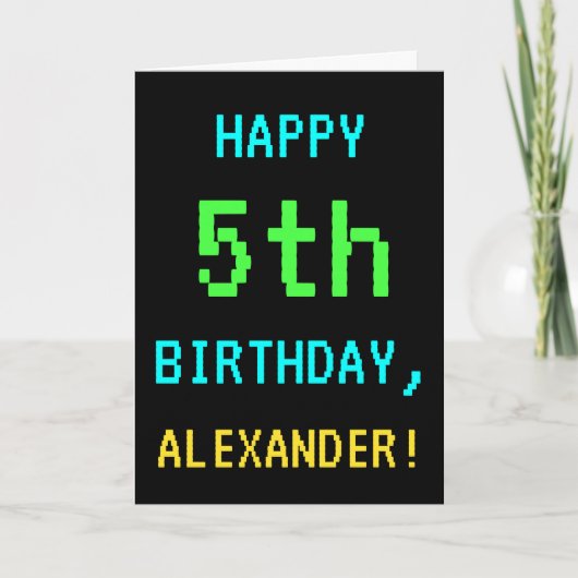 Fun Vintag / Retro Videospiel Schauen 5. Geburtsta Karte (Vorderseite)