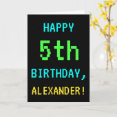 Fun Vintag / Retro Videospiel Schauen 5. Geburtsta Karte (Gelbe Blume)