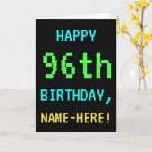 Fun Vintag / Retro Videospiel Schauen 96. Geburtst Karte (Gelbe Blume)