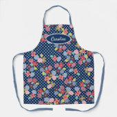 Fun Vintage Blume Punkte Muster auf blau Schürze (Vorderseite)