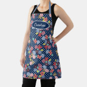 Fun Vintage Blume Punkte Muster auf blau Schürze (InSitu)