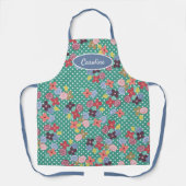 Fun Vintage Blume Punkte Muster auf Grün Schürze (Vorderseite)
