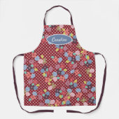 Fun Vintage Blume Punkte Muster Cherry Red Schürze (Vorderseite)