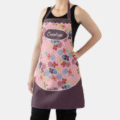 Fun Vintage Blume Punkte Muster Pink Lila Schürze (InSitu)