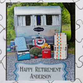 Fun Vintage Camper Trailer Happy Retirement Puzzle