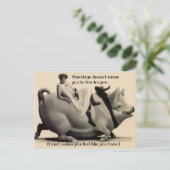 Fun Vintage Postkartenverheiratung Spaß Langlebigk Postkarte (Stehend Vorderseite)