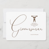 Fun Vintage Strongman Brown Groomsman Wedding Einladung (Vorderseite)