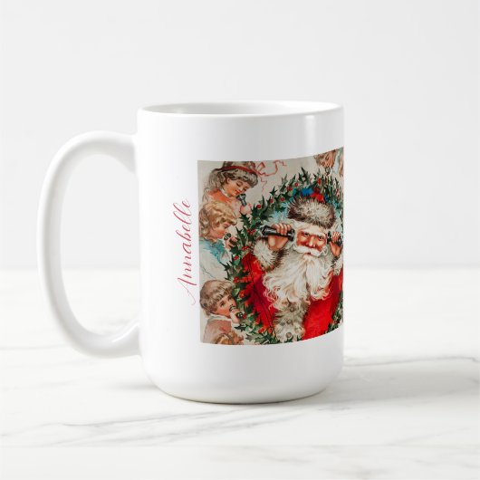 Fun Vintager Weihnachtsmann Persönlicher Name Weih Kaffeetasse (Links)