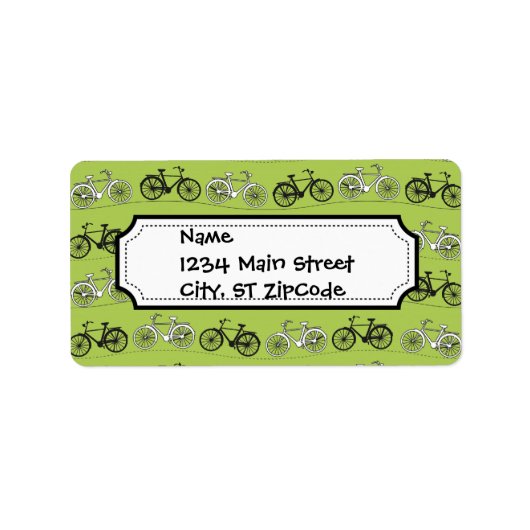 Fun Vintages Green Bicycles-Muster drucken Adressaufkleber (Vorne)