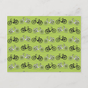Fun Vintages Green Bicycles-Muster drucken Postkarte
