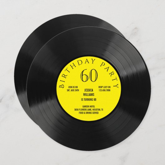 Fun Vinyl LP Geburtstagsparty Einladung (Vorne/Hinten)