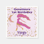 Fun Virgo First Birthday & Gold Confetti Serviette (Vorderseite)