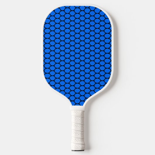 Fun Vivid Blue Black Tiled Oval Honeycomb Muster Pickleball Schläger (Vorderseite)