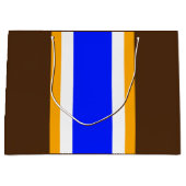 Fun Vivid Blue Brown White Yellow Racing Streifen Große Geschenktüte (Vorderseite)