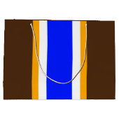 Fun Vivid Blue Brown White Yellow Racing Streifen Große Geschenktüte (Rückseite)