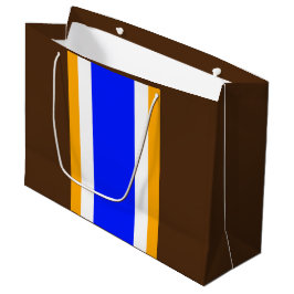 Fun Vivid Blue Brown White Yellow Racing Streifen Große Geschenktüte