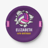 Fun Volleyball Birthday Girl Pappteller (Vorderseite)