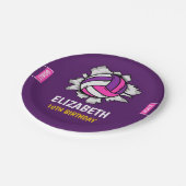 Fun Volleyball Birthday Girl Pappteller (Schrägansicht)