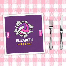 Fun Volleyball Birthday Girl Serviette