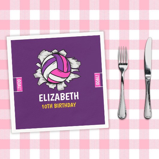 Fun Volleyball Birthday Girl Serviette