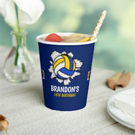 Fun Volleyball Boy Birthday Pappbecher