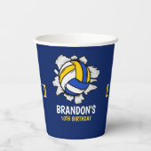 Fun Volleyball Boy Birthday Pappbecher (Rückseite)