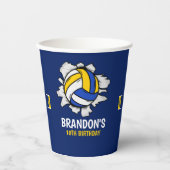 Fun Volleyball Boy Birthday Pappbecher (Vorderseite)