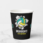 Fun Volleyball Boy Birthday Pappbecher (Rückseite)