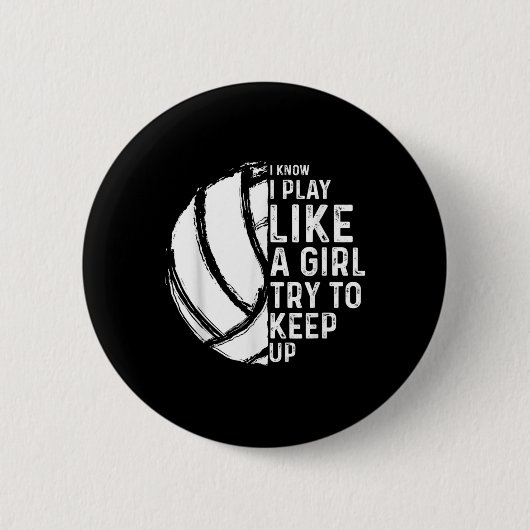 Fun Volleyball Design Mädchen Frauen Jugend Tee Sp Button (Vorderseite)