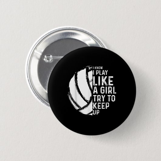 Fun Volleyball Design Mädchen Frauen Jugend Tee Sp Button (Vorne & Hinten)