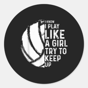 Fun Volleyball Design Mädchen Frauen Jugend Tee Sp Runder Aufkleber