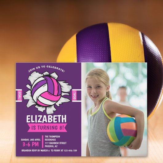 Fun Volleyball Girl Birthday Einladung
