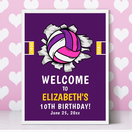 Fun Volleyball Girl Birthday Poster