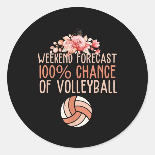 Fun Volleyball Weekend Prognose Volleyball Boho Fl Runder Aufkleber (Vorderseite)