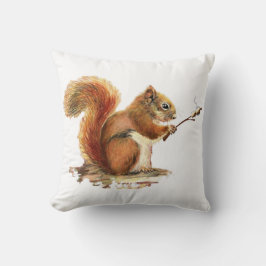 Fun Wasserfarbe Rotes Eichhörnchen Rösten Marshmal Kissen