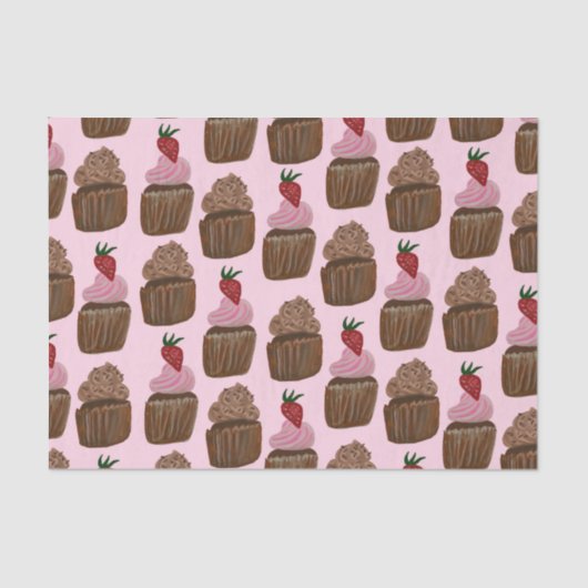 Fun Wasserfarbe Schokolade Cupcakes Geschenk Seidenpapier (Vorderseite)