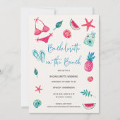Fun Watercolor Beach Zielort Bachelorette Einladung (Vorderseite)