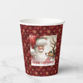 Fun Watercolor Christmas Cups Santa Claus Rudolph Pappbecher (Rückseite)