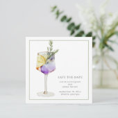 Fun Watercolor Cocktail Hochzeit Save The Date (Stehend Vorderseite)