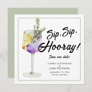 Fun Watercolor Cocktail Sip Hooray Hochzeit Save The Date