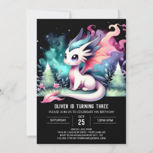 Fun Watercolor Dragon zum Geburtstag Einladung