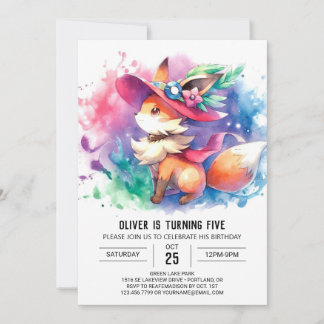 Fun Watercolor Fox Geburtstag Einladung