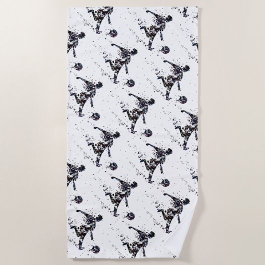 Fun Watercolor Fußball Sportmuster Strandtuch (Vorderseite)