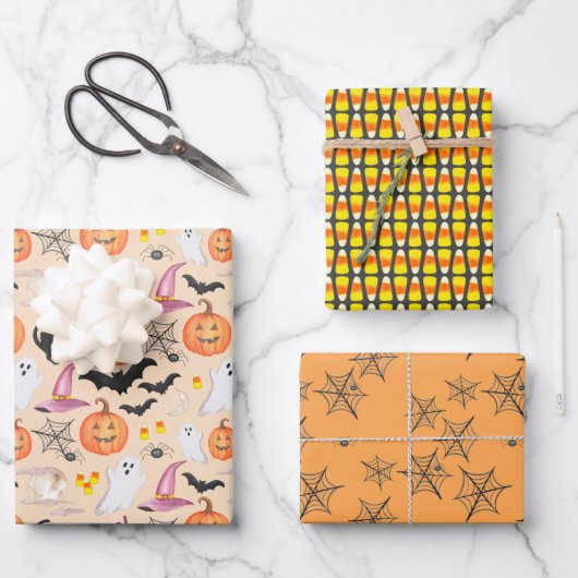 Fun Watercolor Halloween Geschenkpapier Set (Vorderseite)