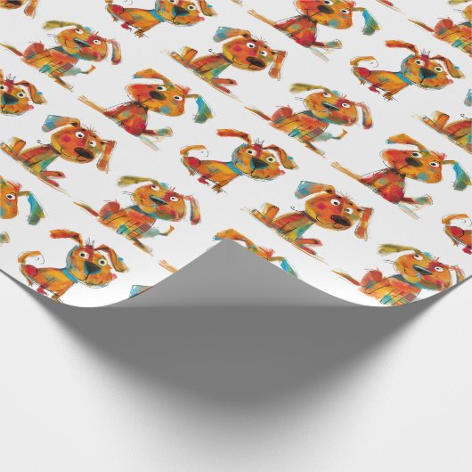 Fun Watercolor Hunde Geschenkpapier (Ecke)