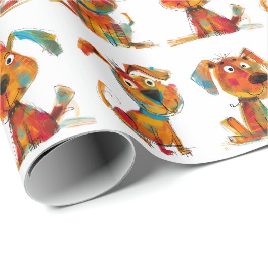 Fun Watercolor Hunde Geschenkpapier (Rolleneckpunkt)