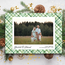 Fun Watercolor Plaid Check Christmas Photos Custom Feiertagskarte
